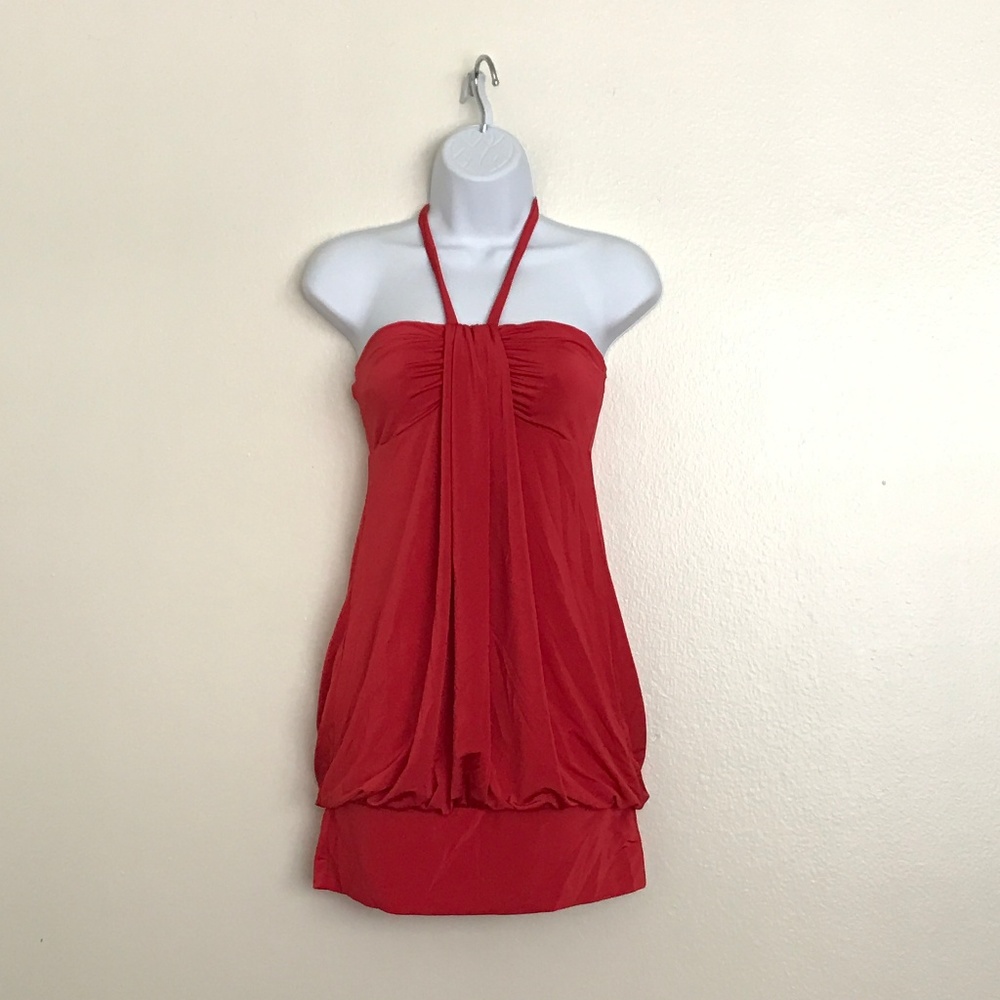 Red Satin Halter dress